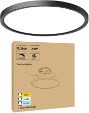 15.8 Inch Black Dimmable LED Ceiling Light Flush Mount